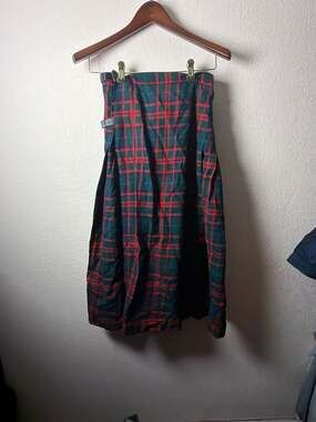 Vintage L.L. Bean 100% Wool Tartan Plaid Kilt Skirt Made in Scotland  size 8